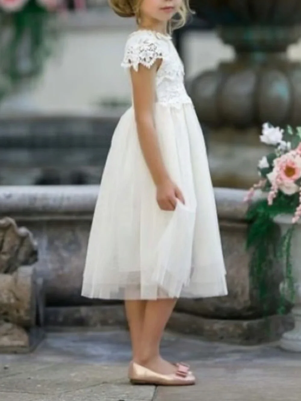 THINK PINK Ivory Lace Tulle Dress - Elegant Party Dress